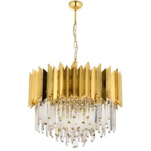 STEEL METAL AND CRYSTAL GOLD CHANDELIER 55 CM DIAMETER LOAD: 70 CM